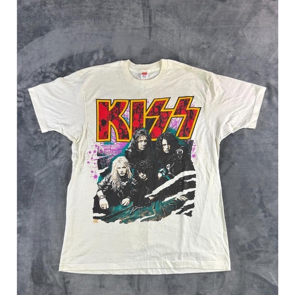Hanes Cream KISS Graphic Tee